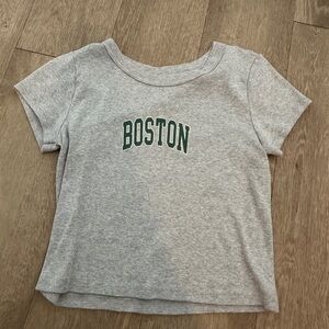 Brandy Melville Gray Tee with Boston Print